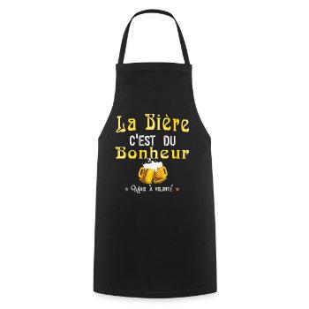 La bière c'est du bonheur mais à volonté humour - Tablier de cuisine - noir - Devant - AI Model Male 185 dark (185cm)