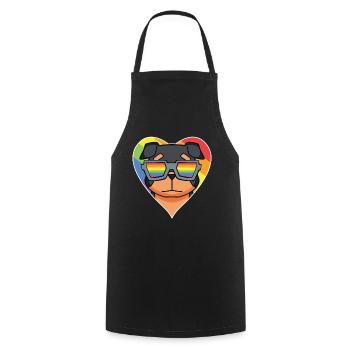 Rainbow - Dog with glasses - Rottweiler - Cooking Apron - black - Front - AI Model Male 185 dark (185cm)