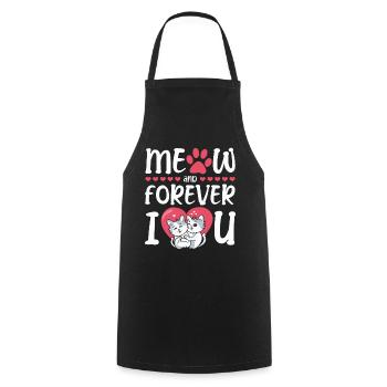 Meow And Forever I Heart You Valentine's Day - Cooking Apron - black - Front - AI Model Male 185 dark (185cm)
