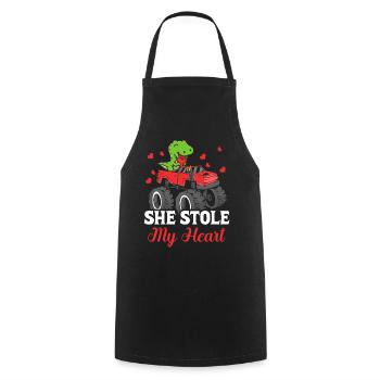 Elle a volé mon cœur Dinosaure T-rex - Tablier de cuisine - noir - Devant - AI Model Male 185 dark (185cm)