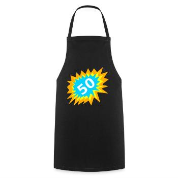 jahre alt, 50 bunt, geburtstagsparty - Kochschürze - Schwarz - Vorne - AI Model Male 185 dark (185cm)