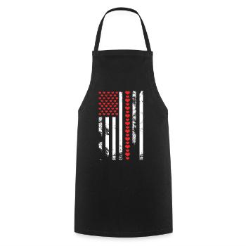 Drapeau américain Patriotique Saint-Valentin - Tablier de cuisine - noir - Devant - AI Model Male 185 dark (185cm)
