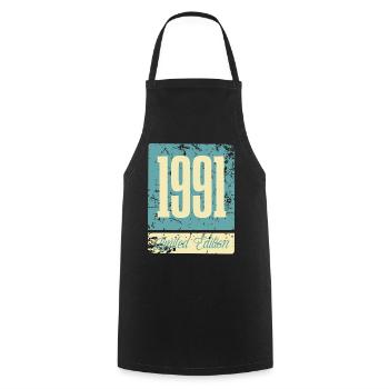 1991 Anniversaire de naissance Année de naissance - Tablier de cuisine - noir - Devant - AI Model Male 185 dark (185cm)