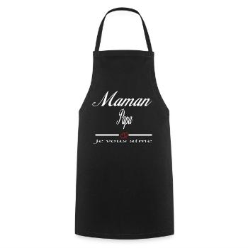 Maman Papa Je Vous Aime - Tablier de cuisine - noir - Devant - AI Model Male 185 dark (185cm)