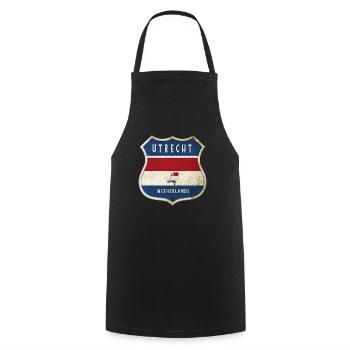 Utrecht Netherlands coat of arms design - Cooking Apron - black - Front - AI Model Male 185 dark (185cm)