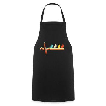 Lapin Retro Heartbeat - Tablier de cuisine - noir - Devant - AI Model Male 185 dark (185cm)