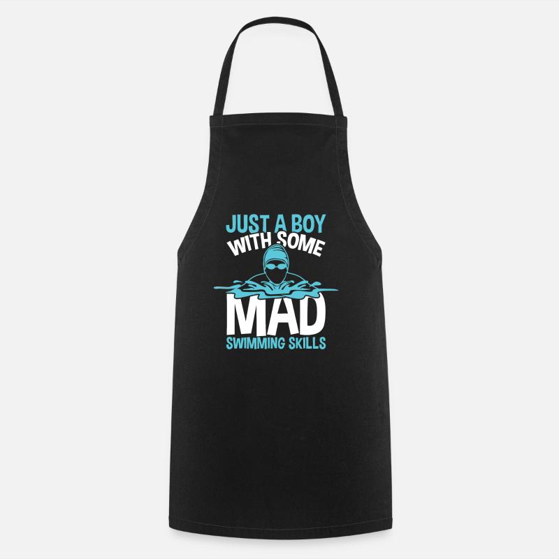 Swimming boy - Cooking Apron - black