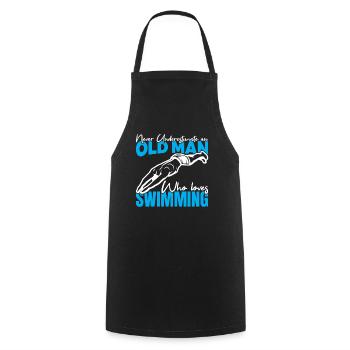 Never underestimate an old swimmer - Cooking Apron - black - Front - AI Model Male 185 dark (185cm)
