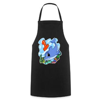 1 year old - Enrollment - Dolphin motif - Cooking Apron - black - Front - AI Model Male 185 dark (185cm)