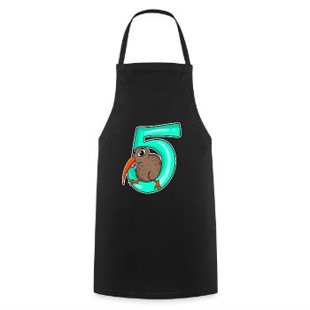 5 ans - 5e anniversaire avec motif animal - Tablier de cuisine - noir - Devant - AI Model Male 185 dark (185cm)