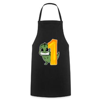 1 year old - Enrollment - Dinosaur motif - Cooking Apron - black - Front - AI Model Male 185 dark (185cm)