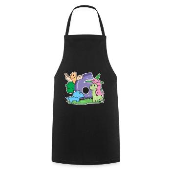 6 ans - 6ème anniversaire avec motif animal - Dino - Tablier de cuisine - noir - Devant - AI Model Male 185 dark (185cm)