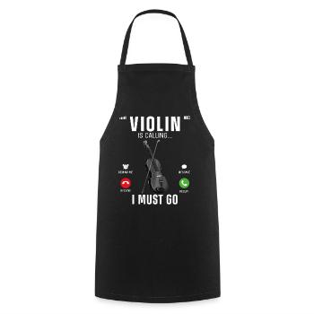 Violin Violinist Phone Display - Kochschürze - Schwarz - Vorne - AI Model Male 185 dark (185cm)