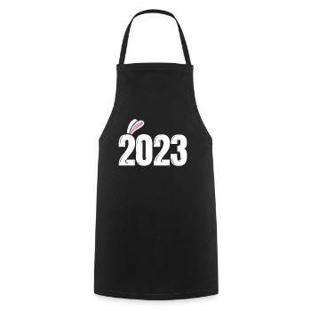 2023 With Rabbit Ears - Chinese New Year - Cooking Apron - black - Front - AI Model Male 185 dark (185cm)