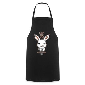 Cute Kawaii Rabbit - Chinese Happy New Year Of The - Cooking Apron - black - Front - AI Model Male 185 dark (185cm)