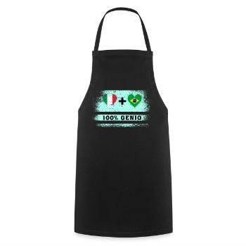 Italie et Brésil 100% drapeau de génie - Tablier de cuisine - noir - Devant - AI Model Male 185 dark (185cm)