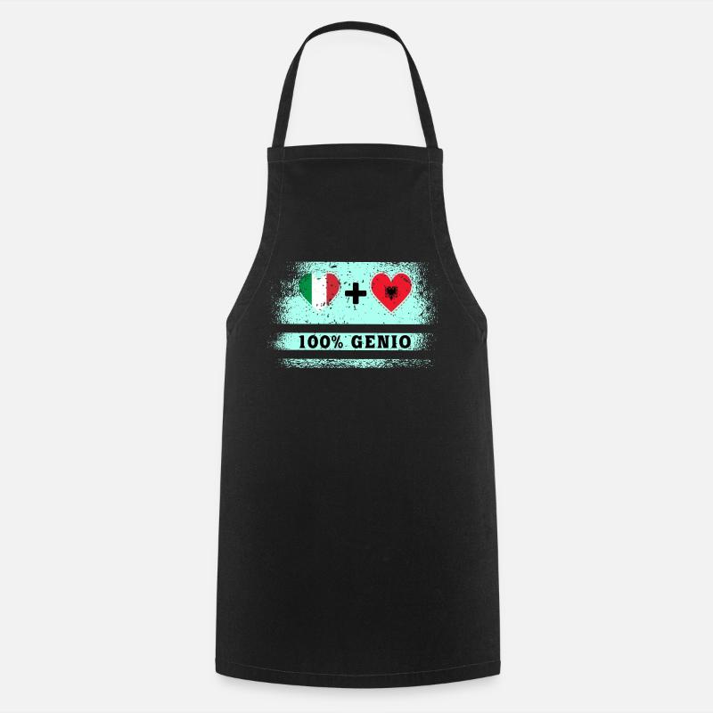 Italia e Albania 100% bandiera genio - Grembiule da cucina - nero