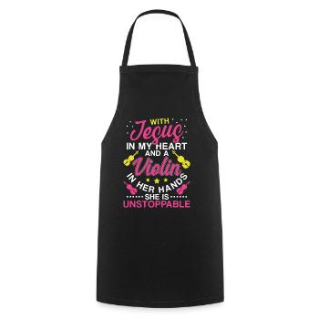 Violoniste Violoniste Jesus Faith - Tablier de cuisine - noir - Devant - AI Model Male 185 dark (185cm)