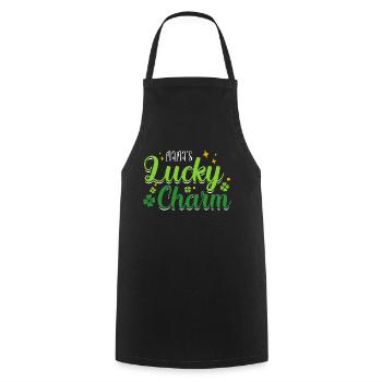 Mama's Glücksbringer Kleeblatt St. Patrick's Day - Kochschürze - Schwarz - Vorne - AI Model Male 185 dark (185cm)