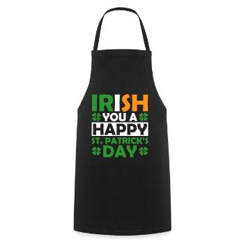 Irish You A Happy St. Patrick's Day Holiday - Cooking Apron - black - Front - AI Model Male 185 dark (185cm)