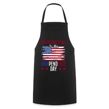 Valentine's Day is my Independence Day - Cooking Apron - black - Front - AI Model Male 185 dark (185cm)