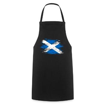Scotland flag used - Cooking Apron - black - Front - AI Model Male 185 dark (185cm)