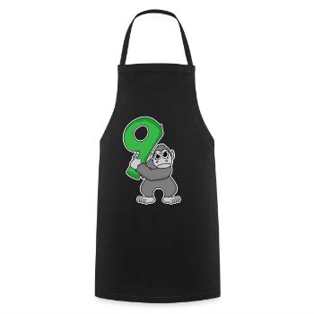 9 Years Old - 9th Birthday with Animal Motif - Cooking Apron - black - Front - AI Model Male 185 dark (185cm)