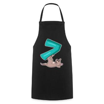 7 ans - 7ème anniversaire avec motif animal - Tablier de cuisine - noir - Devant - AI Model Male 185 dark (185cm)
