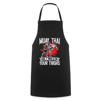 Muay Thai Between Your Thighs - Kochschürze - Schwarz - Vorne - AI Model Male 185 dark (185cm)