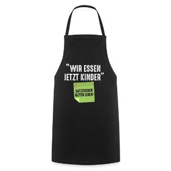 Wir Essen Jetzt Kinder Satzzeichen Retten Leben - Kochschürze - Schwarz - Vorne - AI Model Male 185 dark (185cm)