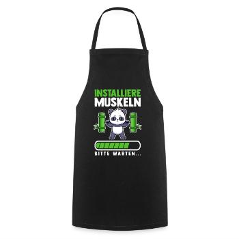 Muskeln Sport Fitness Gewichtheben Panda - Kochschürze - Schwarz - Vorne - AI Model Male 185 dark (185cm)