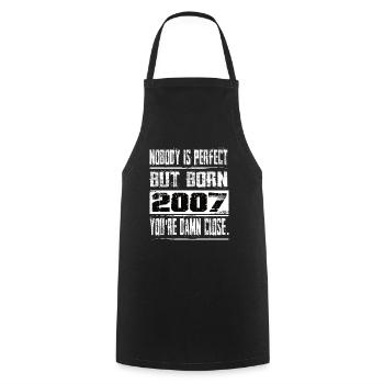 No one is perfect but born 2007 birthday - Cooking Apron - black - Front - AI Model Male 185 dark (185cm)
