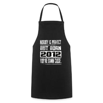 No one is perfect but born 2012 birthday - Cooking Apron - black - Front - AI Model Male 185 dark (185cm)