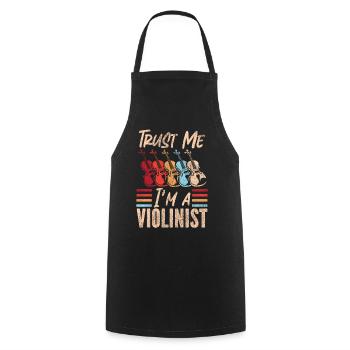Violon Violoniste Rétro Vintage - Tablier de cuisine - noir - Devant - AI Model Male 185 dark (185cm)
