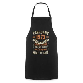 February 1973 Birthday present - Cooking Apron - black - Front - AI Model Male 185 dark (185cm)