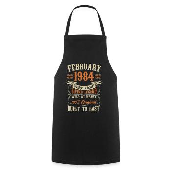 Februar 1984 Geburtstagsgeschenk - Kochschürze - Schwarz - Vorne - AI Model Male 185 dark (185cm)