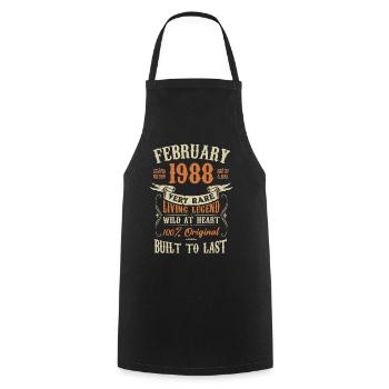 Février 1988 Cadeau d’anniversaire - Tablier de cuisine - noir - Devant - AI Model Male 185 dark (185cm)