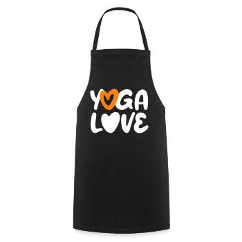 Yoga Love Heart Citation Fan Méditation Écriture manuscrite - Tablier de cuisine - noir - Devant - AI Model Male 185 dark (185cm)