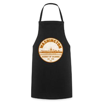 Washington DC Vintage Rundstempel - Kochschürze - Schwarz - Vorne - AI Model Male 185 dark (185cm)