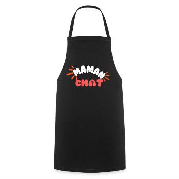 Maman chat: motif doux patte et lettres - Tablier de cuisine - noir - Devant - AI Model Male 185 dark (185cm)
