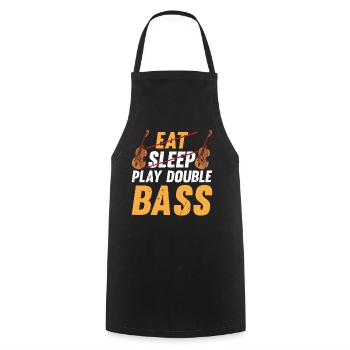 Double Bassist Contrabass Player- Eat Sleep Play D - Kochschürze - Schwarz - Vorne - AI Model Male 185 dark (185cm)