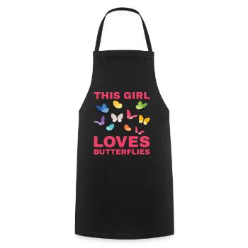 Cette fille aime les papillons - Tablier de cuisine - noir - Devant - AI Model Male 185 dark (185cm)