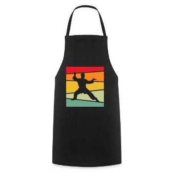 Martial Arts Retro - Cooking Apron - black - Front - AI Model Male 185 dark (185cm)