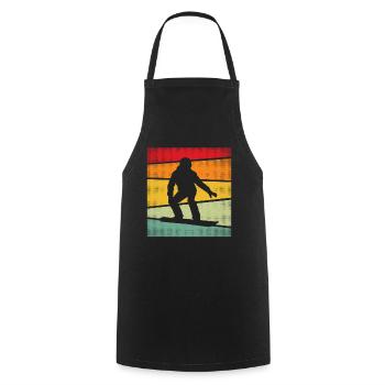 Snowboard Rétro - Tablier de cuisine - noir - Devant - AI Model Male 185 dark (185cm)