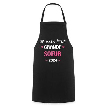 Je vais etre grande soeur 2024 - Tablier de cuisine - noir - Devant - AI Model Male 185 dark (185cm)