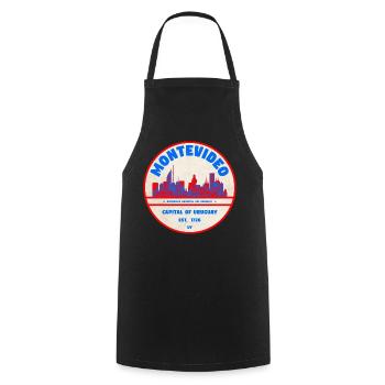 Montevideo Uruguay Skyline Emblem Design - Kochschürze - Schwarz - Vorne - AI Model Male 185 dark (185cm)