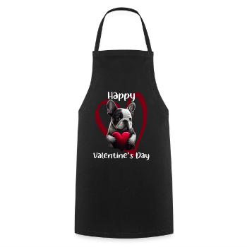 Joyeuse Saint-Valentin Français Bulldog - Tablier de cuisine - noir - Devant - AI Model Male 185 dark (185cm)