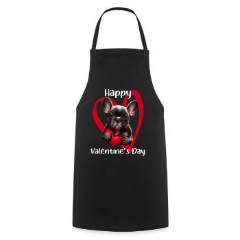Joyeuse Saint-Valentin Français Bulldog - Tablier de cuisine - noir - Devant - AI Model Male 185 dark (185cm)