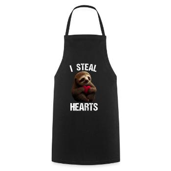 Je vole des cœurs Paresseux - Tablier de cuisine - noir - Devant - AI Model Male 185 dark (185cm)