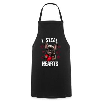 Je vole des cœurs chien Frenchie français bulldog - Tablier de cuisine - noir - Devant - AI Model Male 185 dark (185cm)
